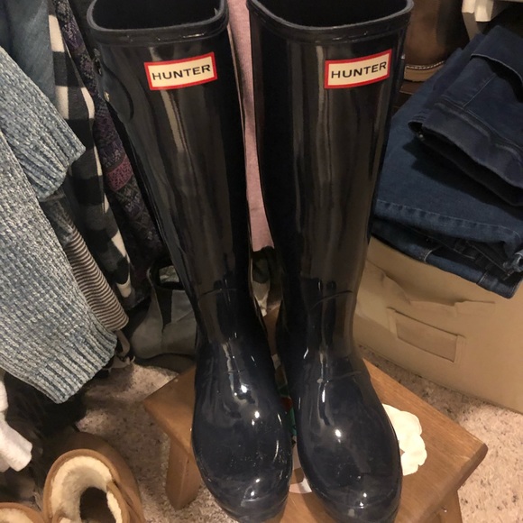 Hunter Shoes - Tall hunter rain boots - navy size 6